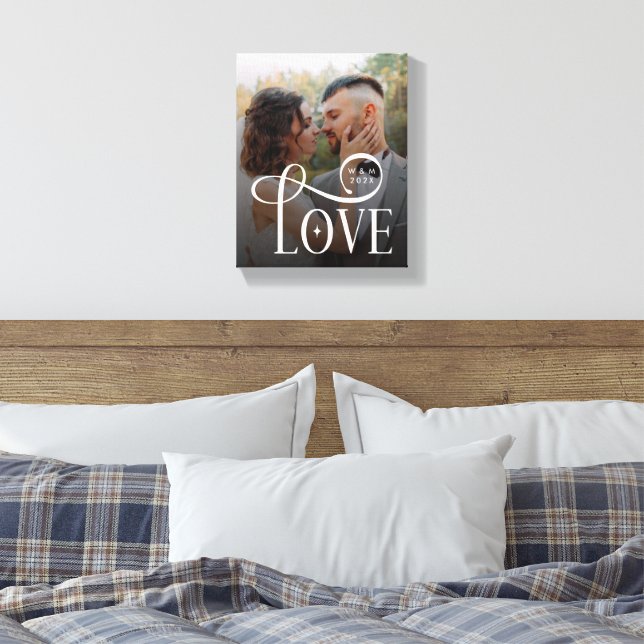 Modern Love Custom Wedding Photo Couples Monogram Canvas Print (Insitu(Bedroom))