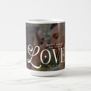 Modern Love Custom Wedding Photo Couples Monogram Coffee Mug