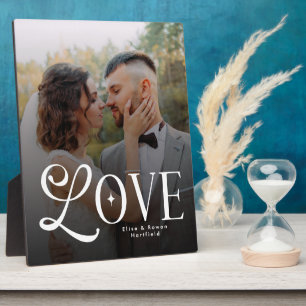 Modern Love Custom Wedding Photo Couples Monogram Plaque
