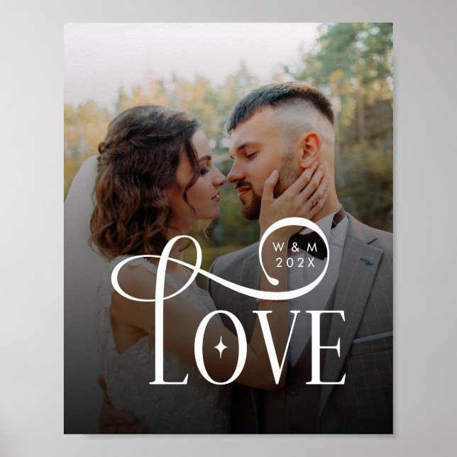 Modern Love Custom Wedding Photo Couples Monogram Poster (Front)