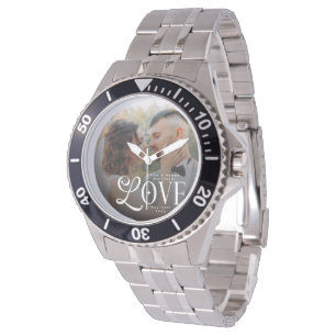 Modern Love Custom Wedding Photo Couples Monogram Watch
