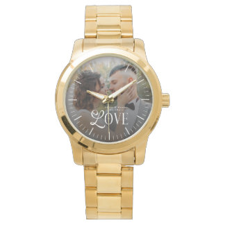 Modern Love Custom Wedding Photo Couples Monogram Watch
