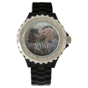 Modern Love Custom Wedding Photo Couples Monogram Watch