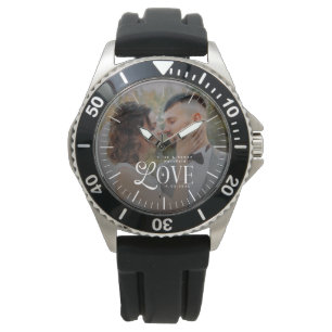 Modern Love Custom Wedding Photo Couples Newlyweds Watch