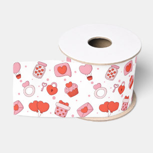 Modern Love Design Happy Valentine’s Day Red Heart Grosgrain Ribbon