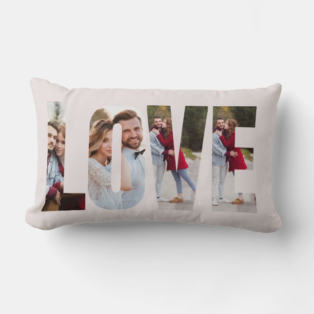 Modern Love Frame 4 Photo Personalized Lumbar Cushion (Front)