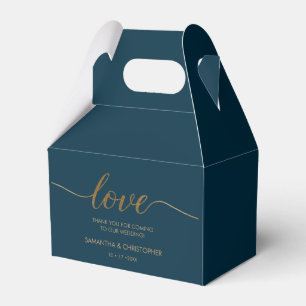 Modern Love Gold Script Navy Blue Wedding  Favour Box