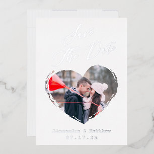 Modern Love Heart Outline Photo Save The Date