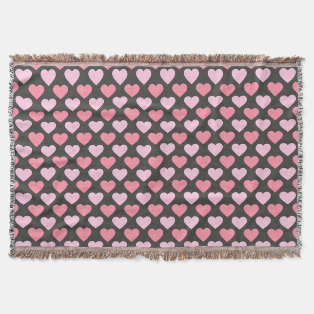 Modern Love Heart Pattern Throw Blanket (Front)