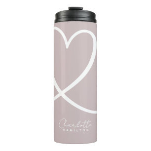 Modern Love Heart Personalised Blush Pink White Thermal Tumbler