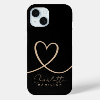 Modern Love Heart Personalised Name Black Tan
