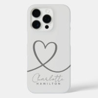Modern Love Heart Personalised Name Grey Tones