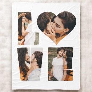 Modern LOVE Heart Photo Instagram Valentine's Day Fleece Blanket