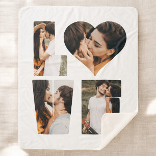 Modern LOVE Heart Photo Instagram Valentine's Day Sherpa Blanket