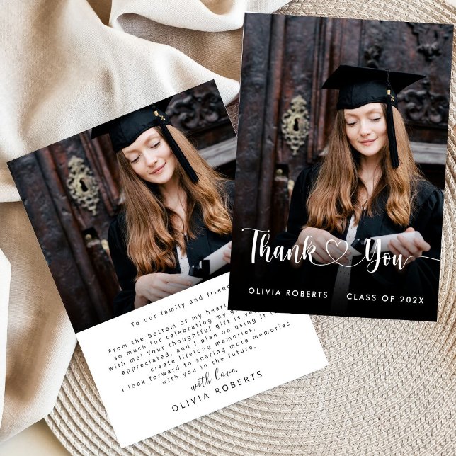 Modern Love Heart Script Class of 2024 Graduation  Thank You Card (Creator Uploaded)