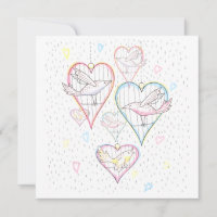 Modern Love Hearts and Birds Pattern