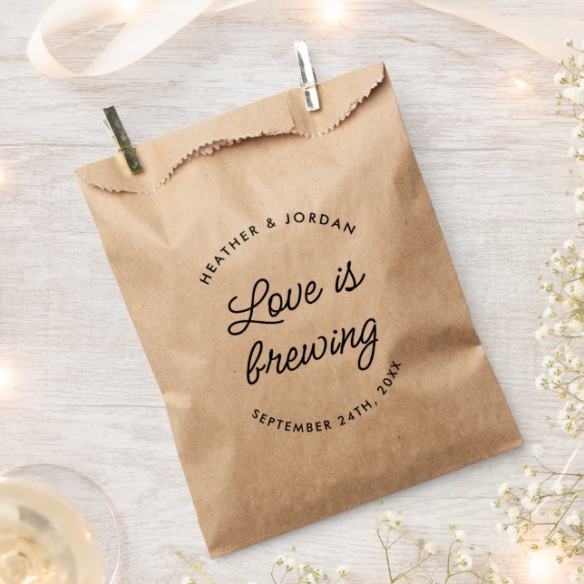 Modern Love Is Brewing Wedding Coffee Favour Bags (Clipped)