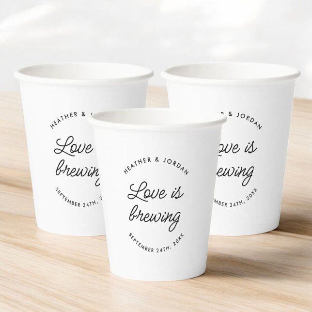 Modern Love Is Brewing Wedding Coffee or Tea  Paper Cups (Creator Uploaded)