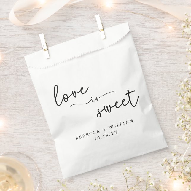 Modern Love is Sweet Handwritten Script Favour Bags (Clipped)
