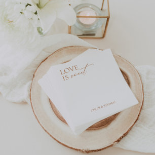 Modern "Love is Sweet" Napkins for Wedding Bar