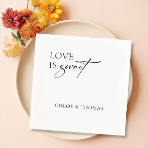 Modern "Love is Sweet" Napkins for Wedding Bar