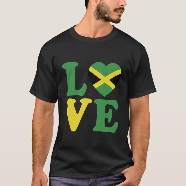 Modern Love Jamaica Heart Flag  T-Shirt (Front)