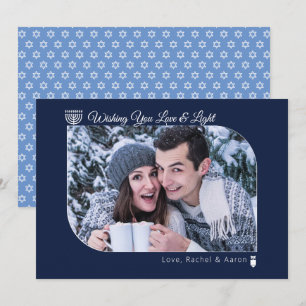 Modern Love & Light Hanukkah Wishes Photo Holiday Card