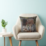 Modern Love Mr & Mrs Wedding 2 Photos Couples Cushion<br><div class="desc">Add a touch of romance and personalization to your home with this Modern Love Mr & Mrs Custom Wedding Throw Pillow, featuring your couple photo, monogram initials, names, and wedding date. Perfect for newlywed homes, engagement gifts, bridal showers, or anniversary keepsakes, this pillow blends comfort with sentimental value. Ideal for...</div>