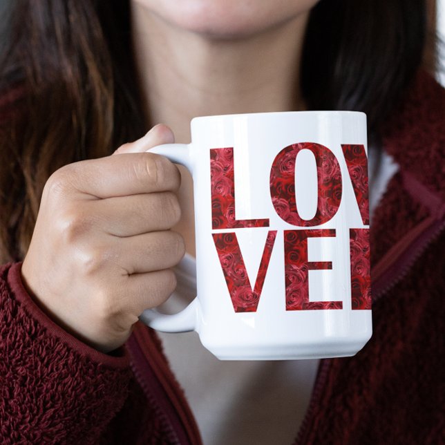 Modern LOVE Mug With Red Roses Typography (Creator Uploaded)