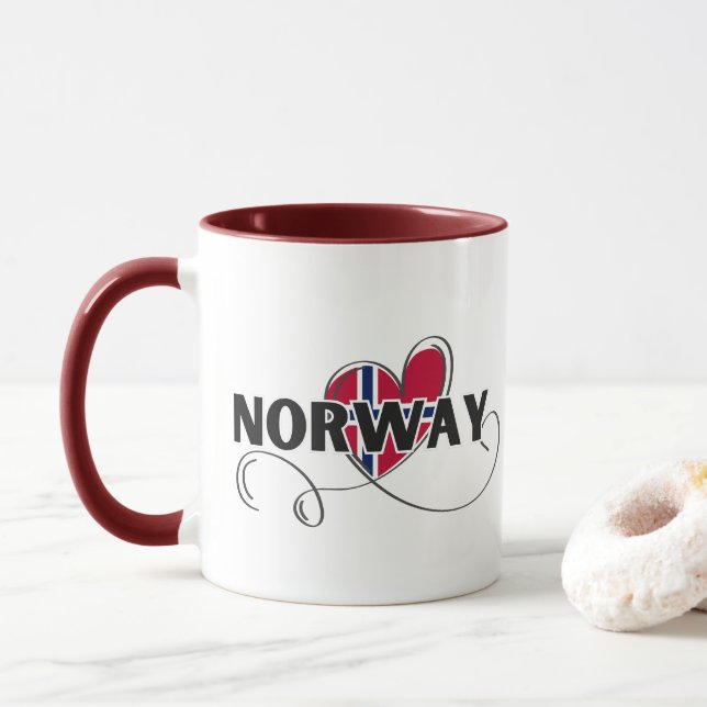 Modern Love Norway Flag scandinavia Souvenir  Mug (With Donut)