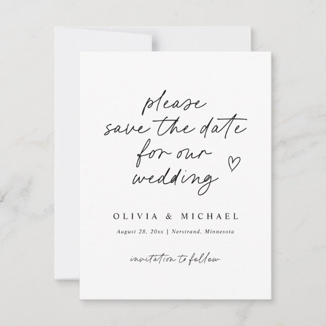 Modern Love Note Handwriting Wedding Save The Date (Front)