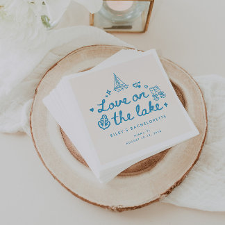 Modern "Love on the Lake" Bachelorette Weekend Napkin