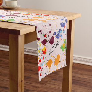 Modern Love Paint Drops Colourful Spring Medium Table Runner