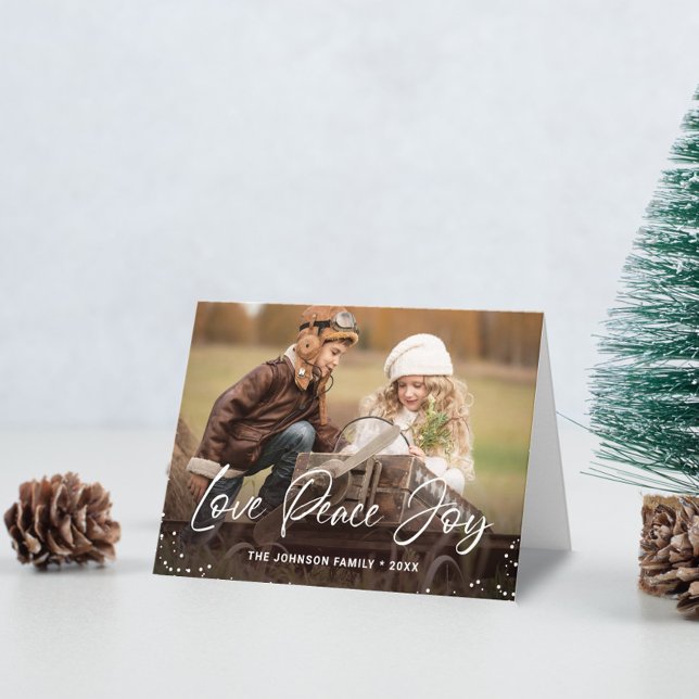 Modern Love Peace Joy 2 PHOTO Christmas Card (Creator Uploaded)