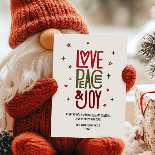 Modern Love Peace & Joy Non-Photo Christmas Holiday Card
