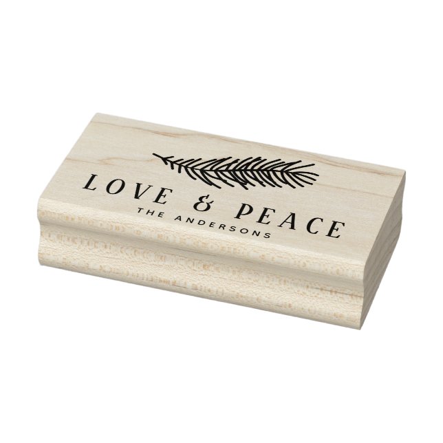 Modern Love & Peace Pine Needles Holiday Rubber Stamp (Stamp)
