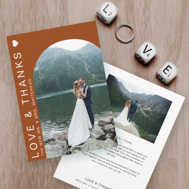 Modern Love Photo Arch Terracotta Thank You Card (Creator Uploaded)