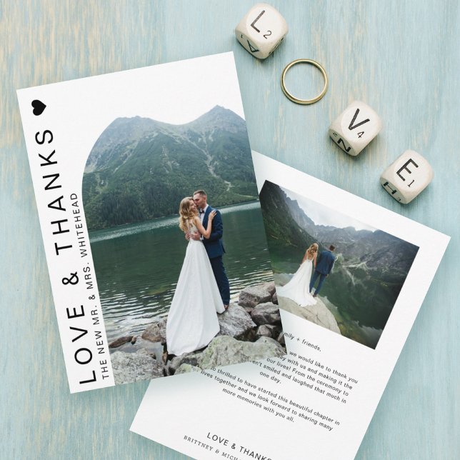 Modern Love Photo Arch White Thank You Card (Creator Uploaded)
