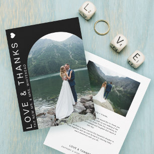 Modern Love Photo Collage Black Thank You Card