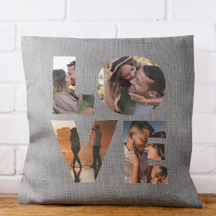 Modern LOVE Photo Collage Cutout Valentine's Day Cushion