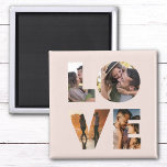 Modern LOVE Photo Collage Cutout Valentine's Day Magnet<br><div class="desc">Great gift for Valentine's Day,  Anniversaries or for Newlyweds: This modern photo collage pillow is easy to customise with your 4 favourite photos inside the minimalist LOVE cutout typography design. This is the blush pink version.</div>