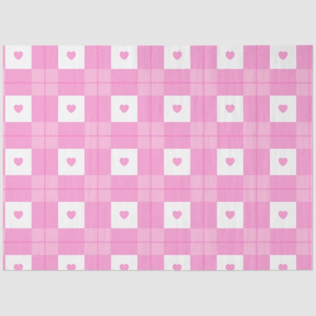 Modern Love Plaid Pink Heart Collection Tissue Paper (Front)