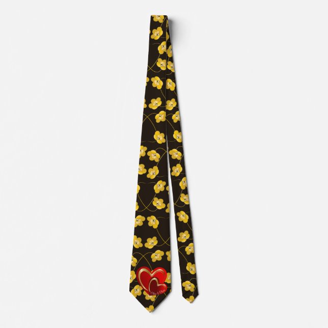 Modern Love Red Hearts Personalised Wedding Gift Tie (Front)