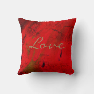 Modern Love Red Purple Abstract Design Cushion
