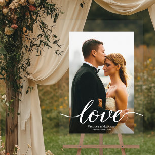 Modern Love Script Custom Photo Acrylic Wedding  Acrylic Sign