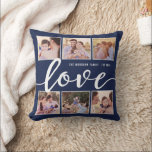 Modern Love Script Decorative Photo Cushion<br><div class="desc">Add a personal touch to your decor with this stylish photo pillow by Orabella Prints!  The back of the pillow features stripes in navy and white,  but you can delete the white stripes,  if desired.  Custom colour requests welcome!</div>
