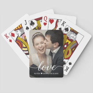Modern Love script Simple Custom Photo  Playing Cards