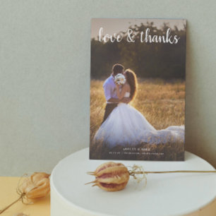Modern Love & Thanks 2 Photo Wedding Thank You Card