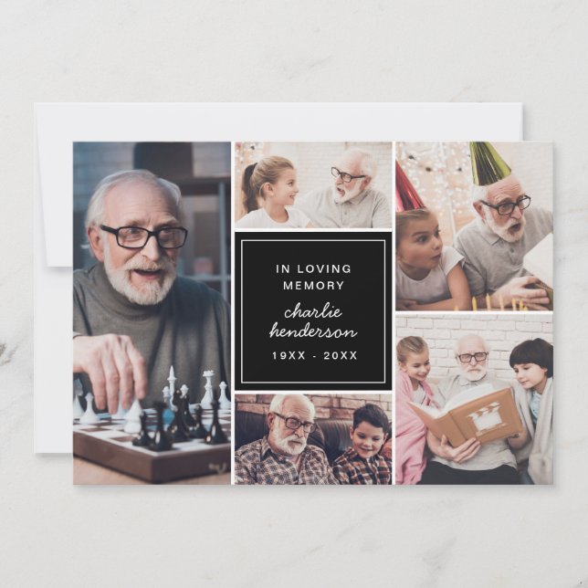 Modern Love & Thanks 6-Photo Funeral/Bereavement Thank You Card (Front)