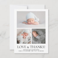 Modern Love & Thanks Baby Photo Grid Birth Stat